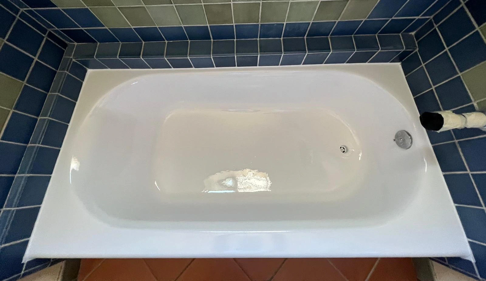 After reglazing - glossy bathtub