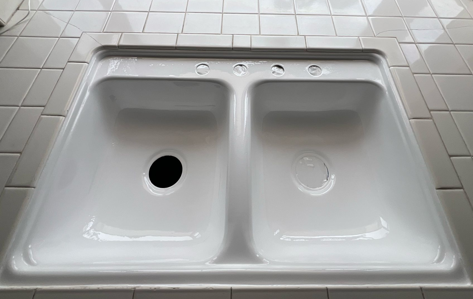 Bathroom sink after professional reglazing